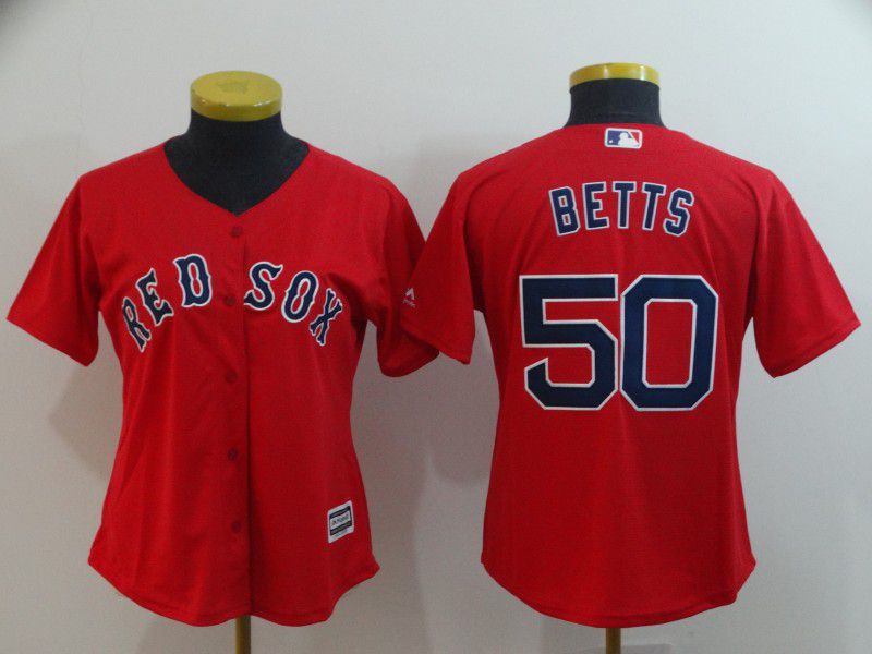 Women Boston Red Sox #50 Betts Red Game MLB Jerseys->boston red sox->MLB Jersey